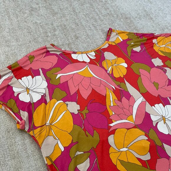 Trina Turk Floral Low Back Resort Blouse Top L - Picture 3 of 10